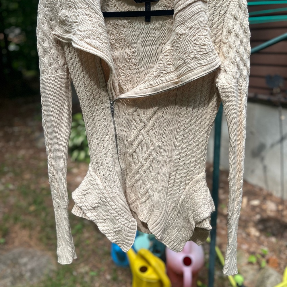 BCBGMaxAzria Cream Cable Knit Cardigan